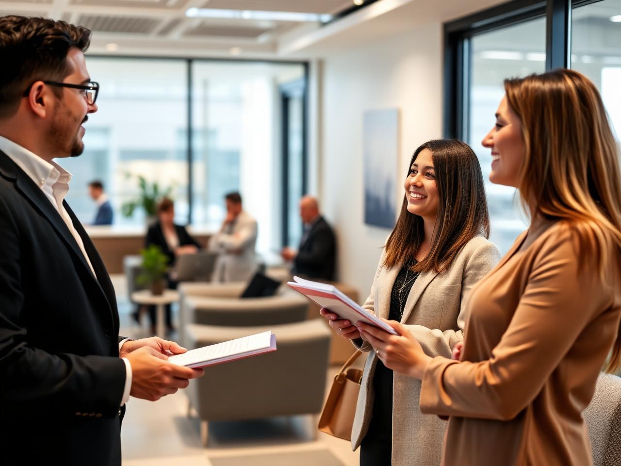 Manager listening to client feedback during an on-site conversation