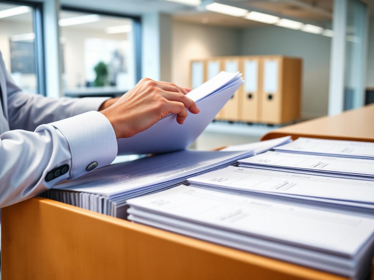 Compliance records and signed delivery documents organised in a tidy office
